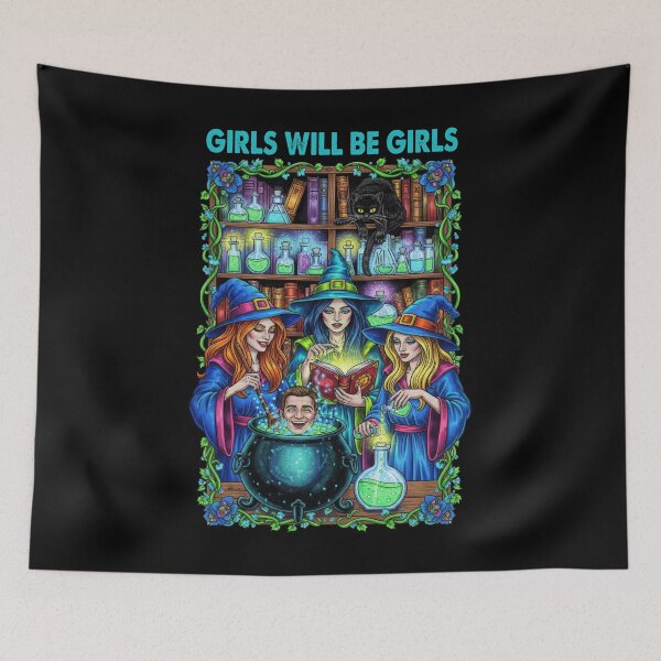 Item preview, Girls Will Be Girls Retro Witches Brewing Potions designed and sold by TeeARTHY.