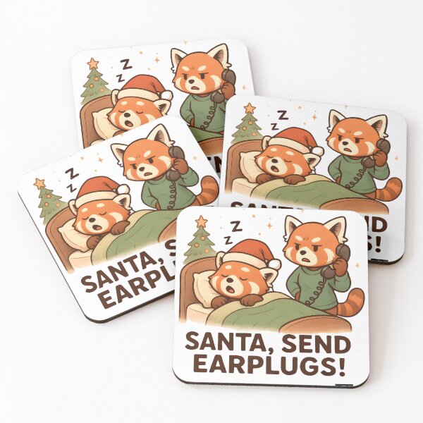 Item preview, Santa, Send Earplugs! – Funny Red Panda Christmas Snoring Design designed and sold by HOUSE OF TIST.