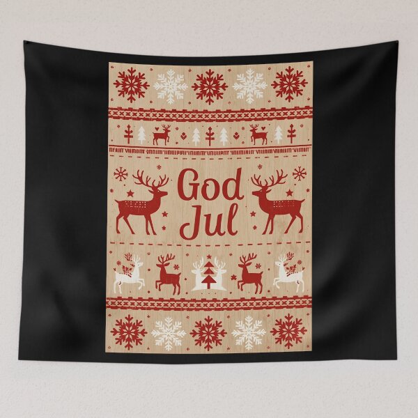 Item preview, Scandinavian Red White Holiday Folk Scene designed and sold by ChicTrendz.