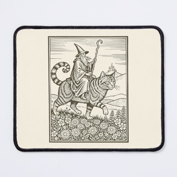 Item preview, Wizard Cat Rider Vintage Medieval Sorcerer  designed and sold by Y-Vibes.