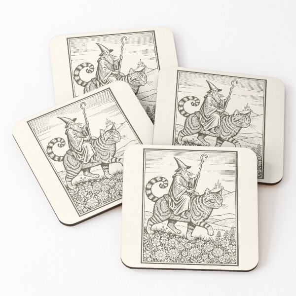 Item preview, Wizard Cat Rider Vintage Medieval Sorcerer  designed and sold by Y-Vibes.