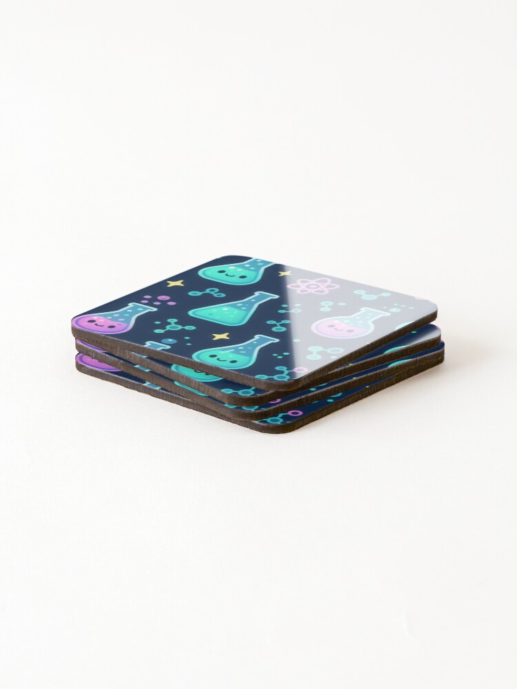 Thumbnail 4 of 5, Coasters (Set of 4), Cute Science Lab Pattern designed and sold by Paninides.