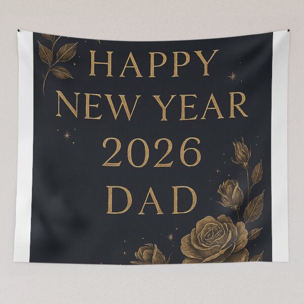 Item preview, Elegant Happy New Year 2026 Card for Dad – Gold & Navy Floral designed and sold by FUIRY .