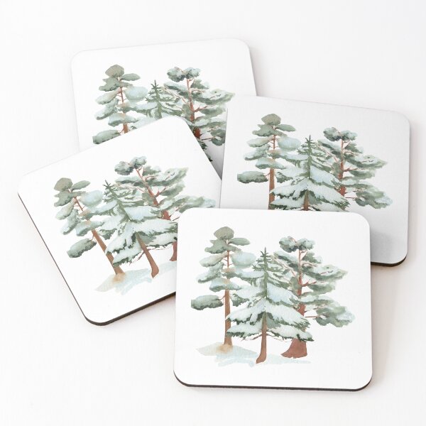 Item preview, Watercolor Snowy Christmas Trees – Winter Forest Holiday Art designed and sold by lea-lani.