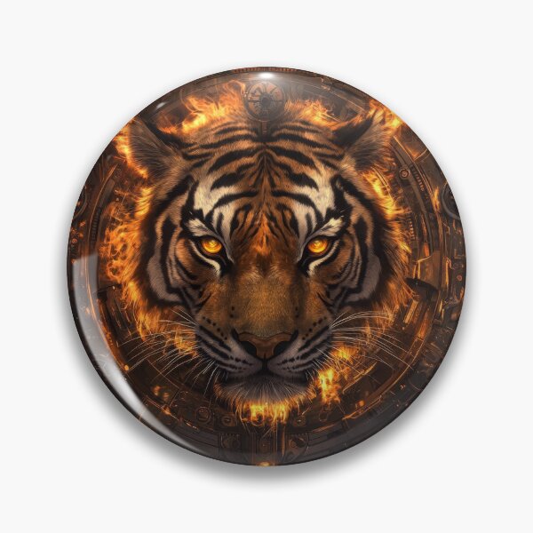 Item preview, Cyberpunk Flame Tiger Face designed and sold by Daagath.