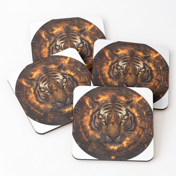 Item preview, Cyberpunk Flame Tiger Face designed and sold by Daagath.