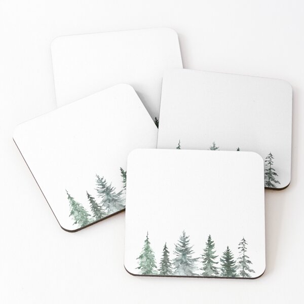Item preview, Watercolor pine Trees – Winter Forest Art designed and sold by lea-lani.