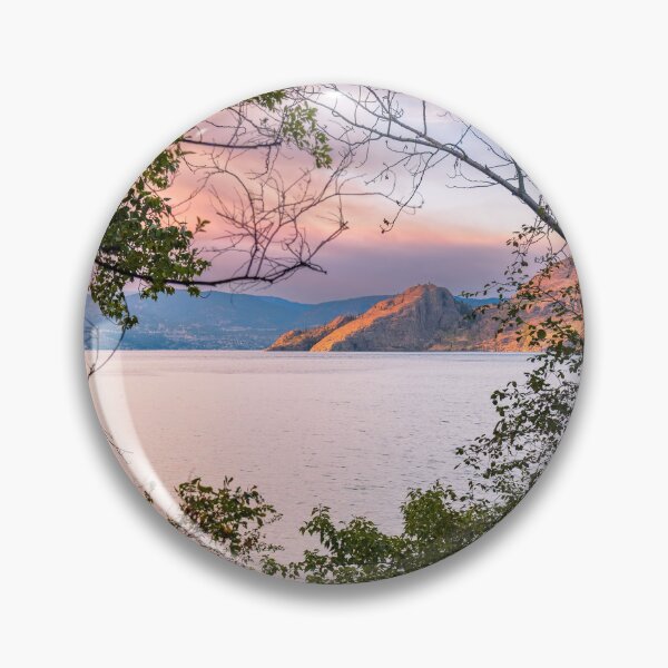Item preview, Summer Sunset View Through Trees of Okanagan Lake and Mountains designed and sold by Amy Mitchell.
