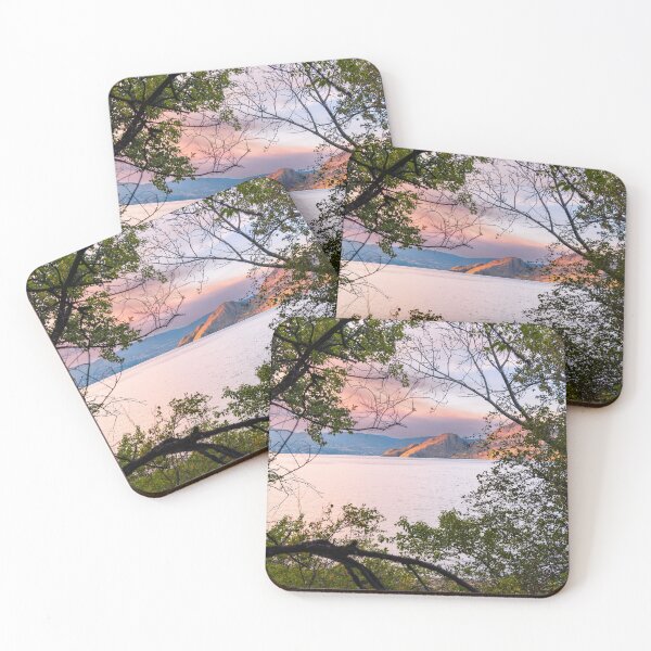 Item preview, Summer Sunset View Through Trees of Okanagan Lake and Mountains designed and sold by Amy Mitchell.