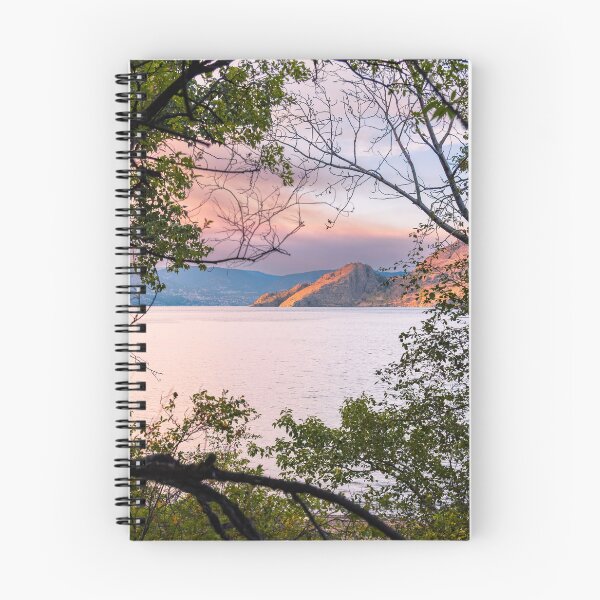 Item preview, Summer Sunset View Through Trees of Okanagan Lake and Mountains designed and sold by Amy Mitchell.