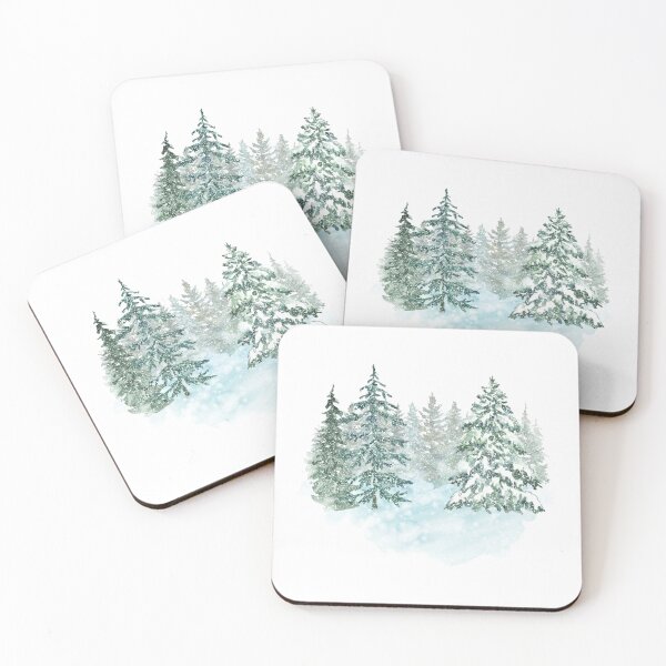 Item preview, Watercolor Snowy Christmas Trees – Winter Forest Holiday Art designed and sold by lea-lani.