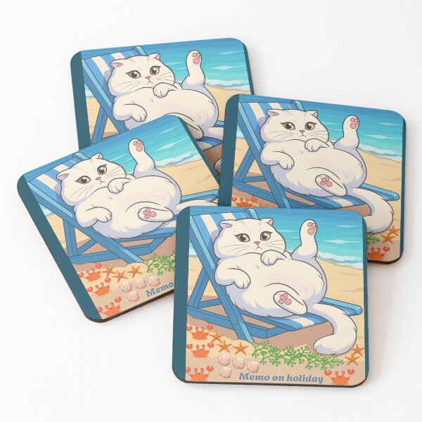 Item preview, Memo on Holiday – Relaxing Beach Cat Illustration designed and sold by doktordanTemiz.