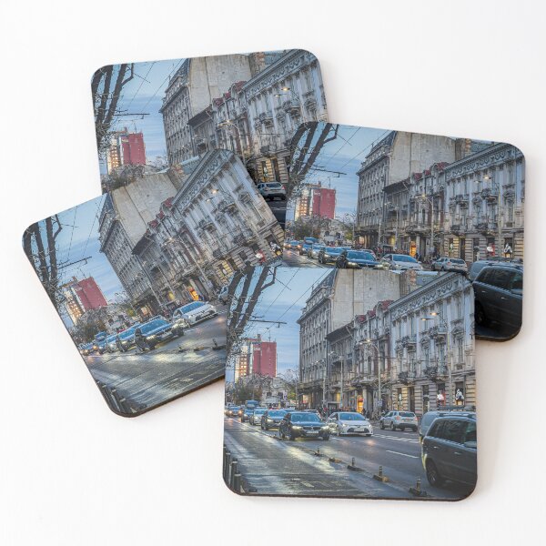 Item preview, Wet Street and Traffic on Carol I Boulevard – Color Urban Photo designed and sold by Rabee Khalil Photography.