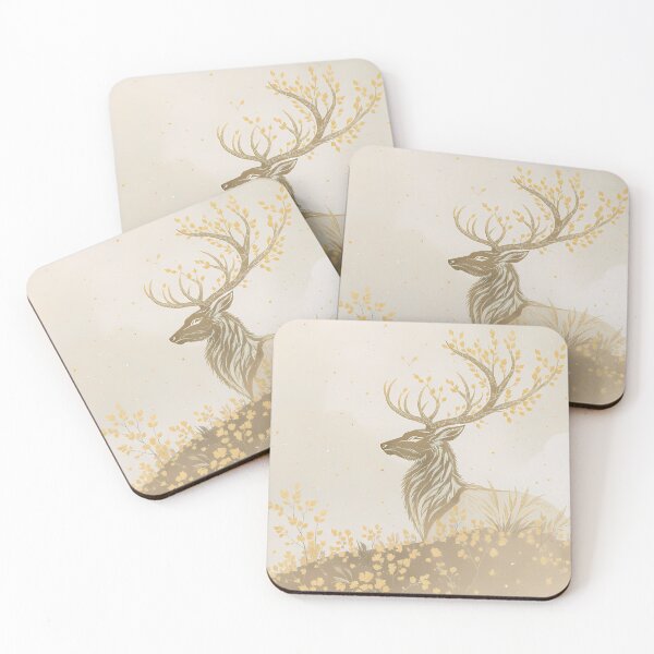 Item preview, Elegant Golden Reindeer Christmas Illustration – Winter Forest Magic designed and sold by FratddArtworks.