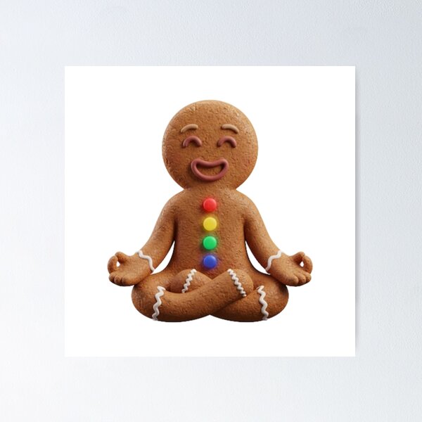 Item preview, Zen Gingerbread Man | Funny Meditation Christmas designed and sold by Rosuma Designs.