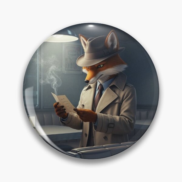 Item preview, Fox Detective in the 1950s Diner – Surreal Vintage Mystery Illustration designed and sold by WhimsyByPaul.redbubble.com.