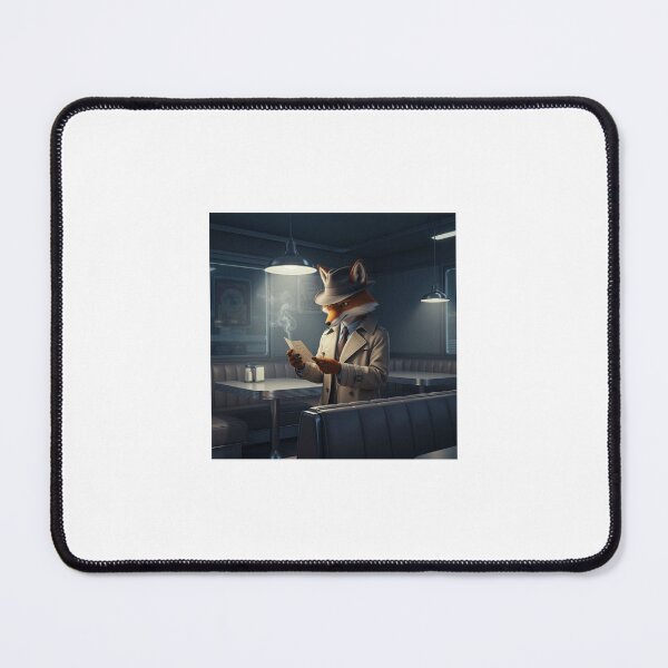 Item preview, Fox Detective in the 1950s Diner – Surreal Vintage Mystery Illustration designed and sold by WhimsyByPaul.redbubble.com.