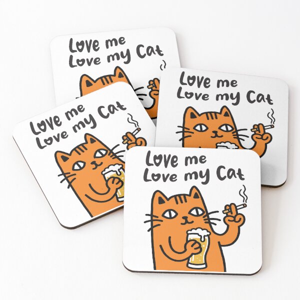 Item preview, Love Me Love My Cat – Orange Kitty With Beer And Cigarette designed and sold by Cat Quotes.