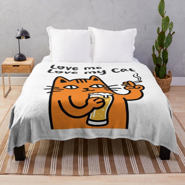 Item preview, Love Me Love My Cat – Orange Kitty With Beer And Cigarette designed and sold by Cat Quotes.