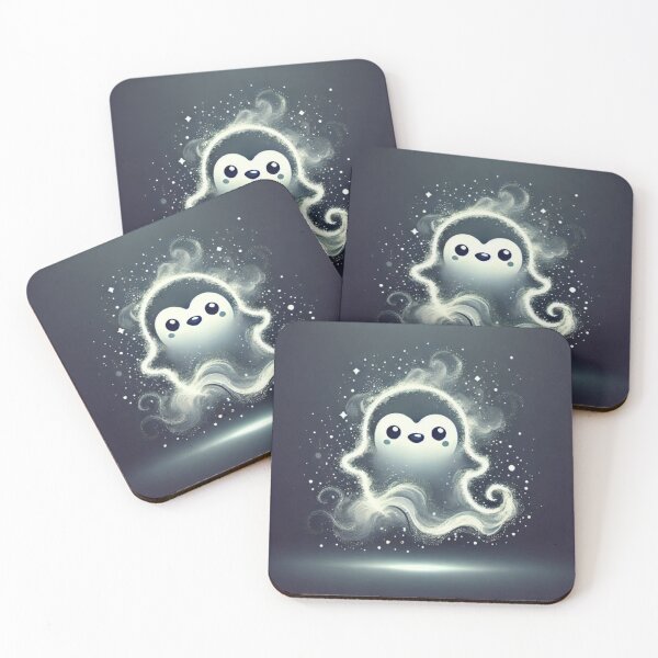 Item preview, Kawaii Ghost Penguin Cosmic Stardust Glow  designed and sold by BigBlueArt.