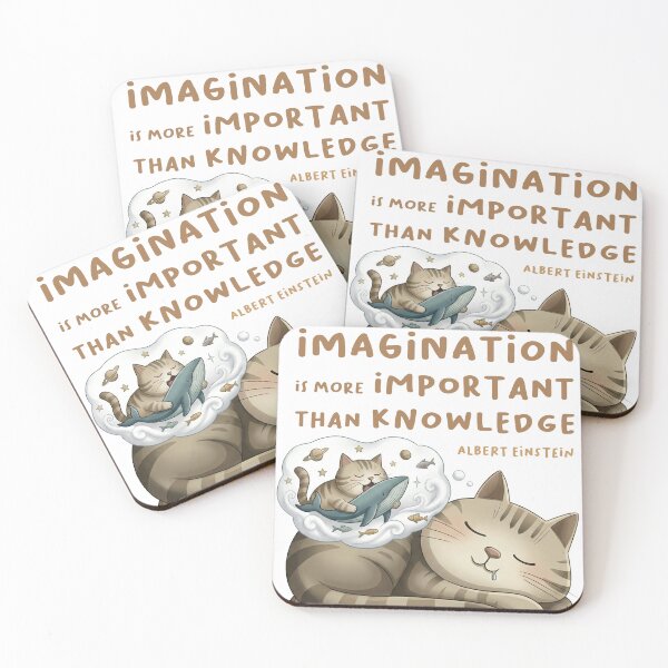 Item preview, Cute Dreaming Cat – Imagination Over Knowledge Quote​ designed and sold by Cat Quotes.