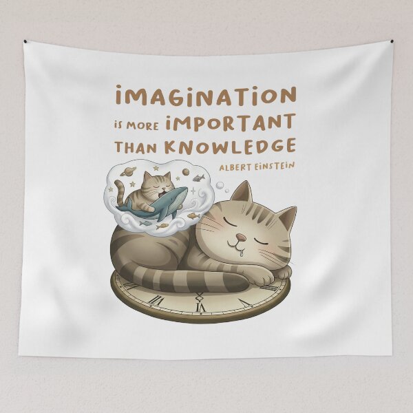 Item preview, Cute Dreaming Cat – Imagination Over Knowledge Quote​ designed and sold by Cat Quotes.