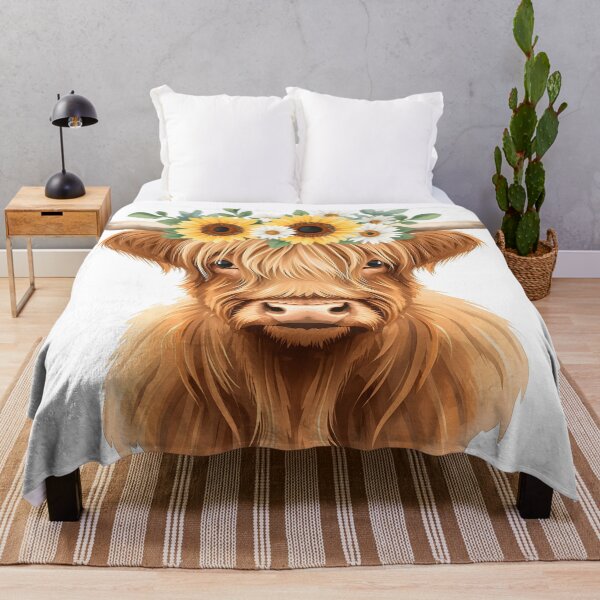 Item preview, Floral Highland Cow designed and sold by Bal Drops.