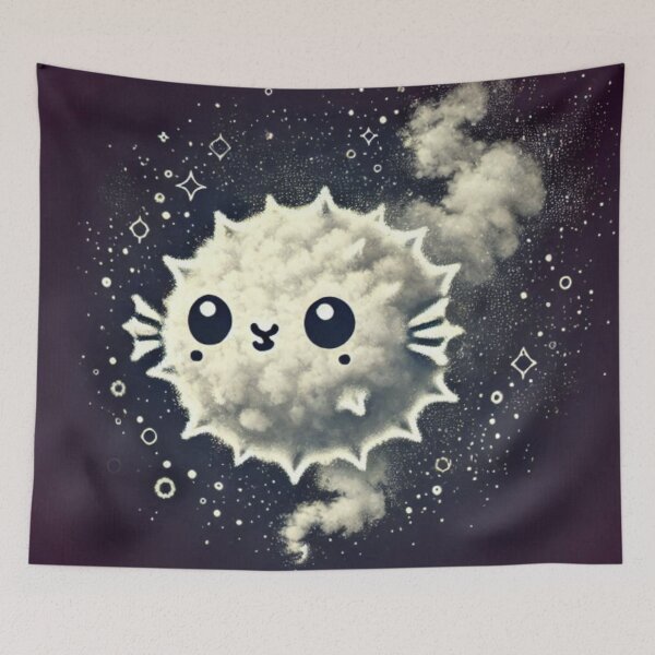 Item preview, Cute Space Pufferfish Kawaii Stardust Cloud designed and sold by BigBlueArt.