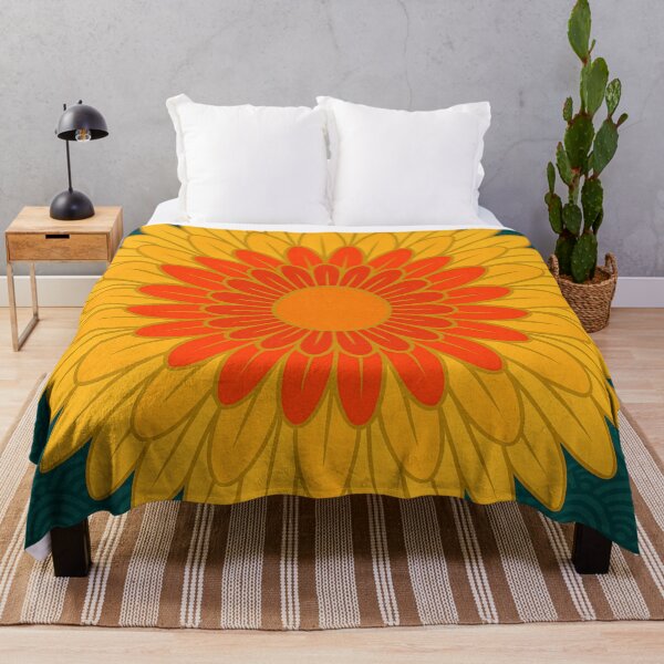 Item preview, Chrysanthemum Sunburst – Vibrant Japanese Flower & Seigaiha Pattern designed and sold by Planthem.