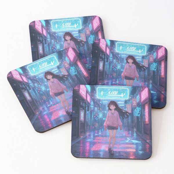 Item preview, Anime Girl in Neon City Streets designed and sold by Silvestaria.
