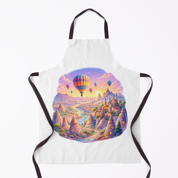 Item preview, Fantasy Hot Air Balloon Village – Dreamland Landscape Art designed and sold by MIArt Studio.