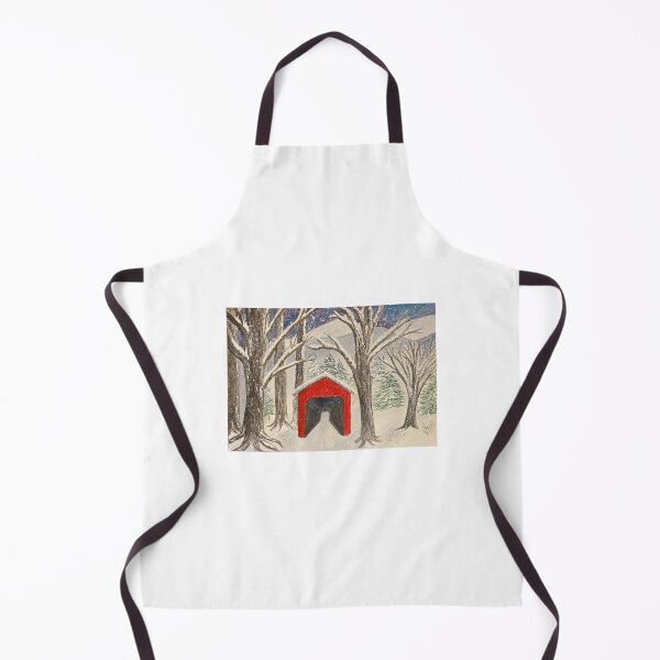 Item preview, Red Bridge in Snow designed and sold by Lisa Neuman Watercolors.
