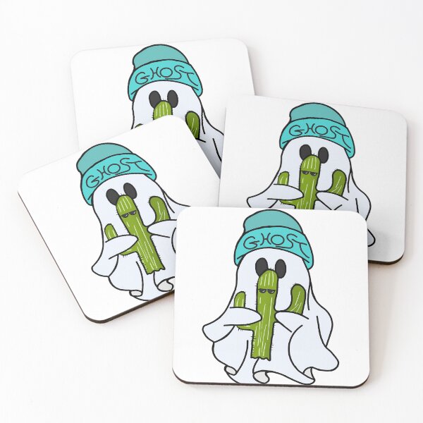 Item preview, Ghost Hugging Cool Cactus Cartoon designed and sold by MeowTouch Art.
