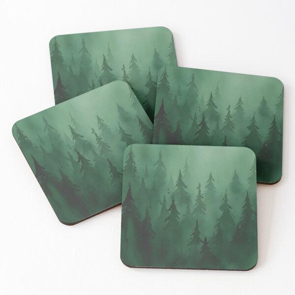 Item preview, Dark Green Forest Landscape in Watercolor Mist designed and sold by homydesign.
