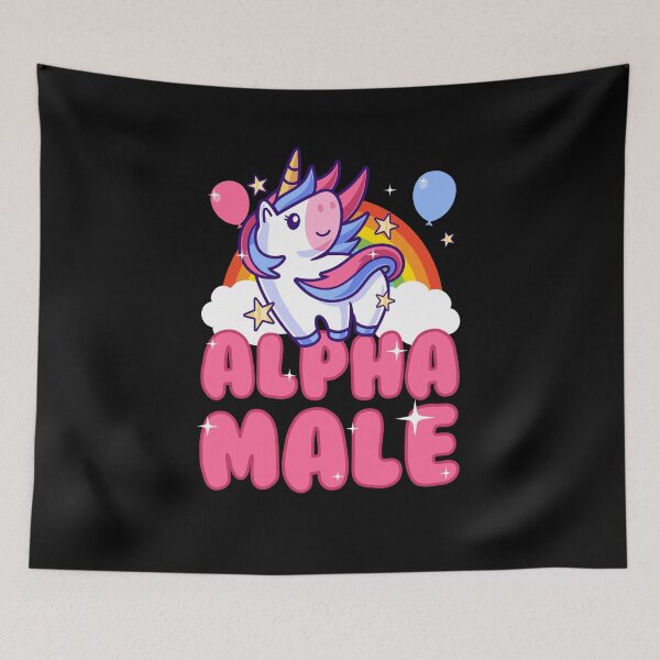 Item preview, Cute unicorn - alpha male funny prank gift – unicorn with rainbow mane & balloons alpha male design designed and sold by messy-nessie.
