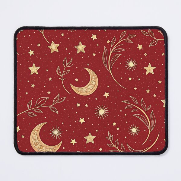Item preview, Gold micro stars , crescent moons , red background  designed and sold by Lucky 777.