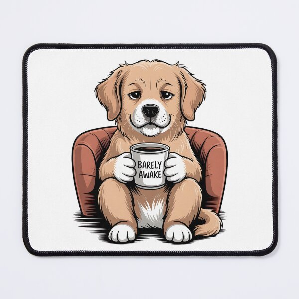 Item preview, Barely Awake Golden Retriever Funny Morning Coffee Dog Illustration designed and sold by Pawmoods.