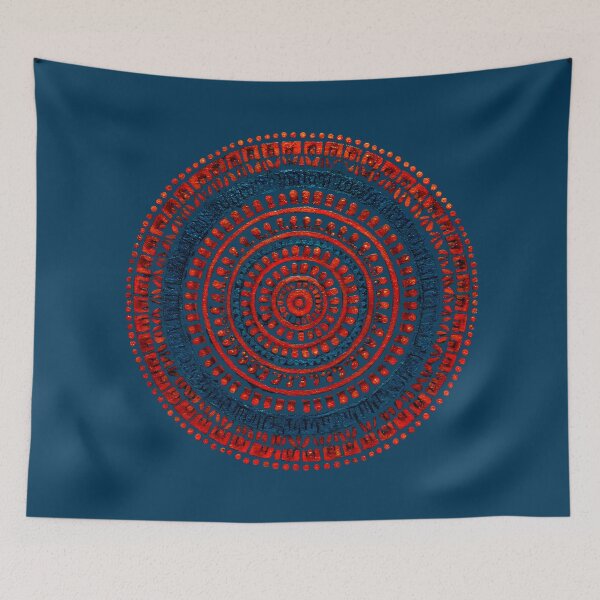 Item preview, Tribal Mandala Circle  | Red & Blue Sacred Geometry Pattern designed and sold by AtotheTwoDesign.
