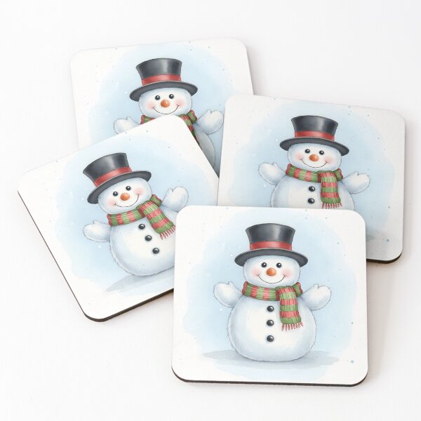 Item preview, Fluffy smiling snowman wearing a top hat and striped scarf designed and sold by homydesign.