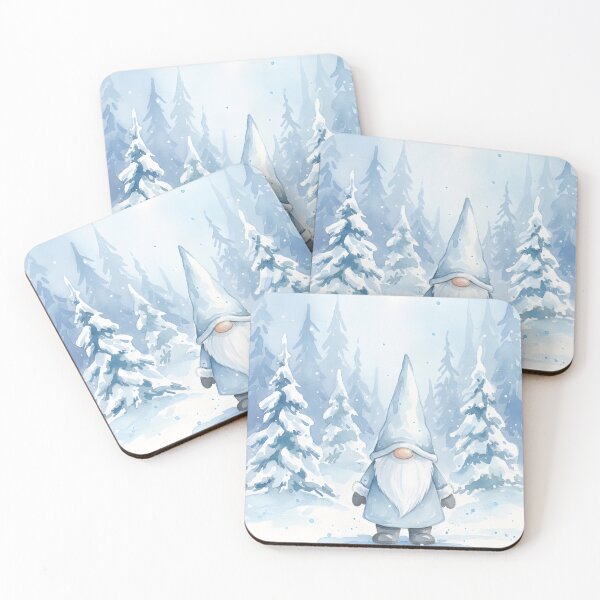 Item preview, Winter Gnome in Snowy Forest Watercolor designed and sold by homydesign.