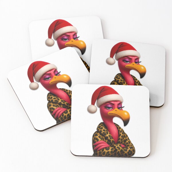 Item preview, Sassy Christmas Flamingo – Santa Hat & Leopard Look designed and sold by DebuggedDressed.