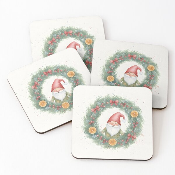 Item preview, Watercolor Christmas Gnome Peeking Through a Wreath designed and sold by homydesign.
