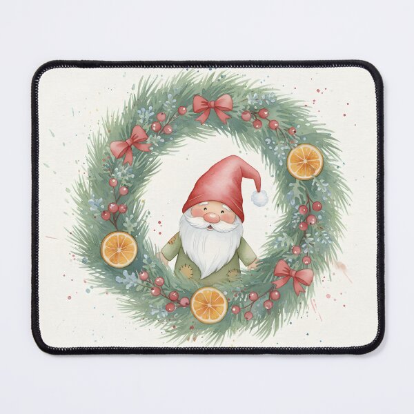 Item preview, Watercolor Christmas Gnome Peeking Through a Wreath designed and sold by homydesign.