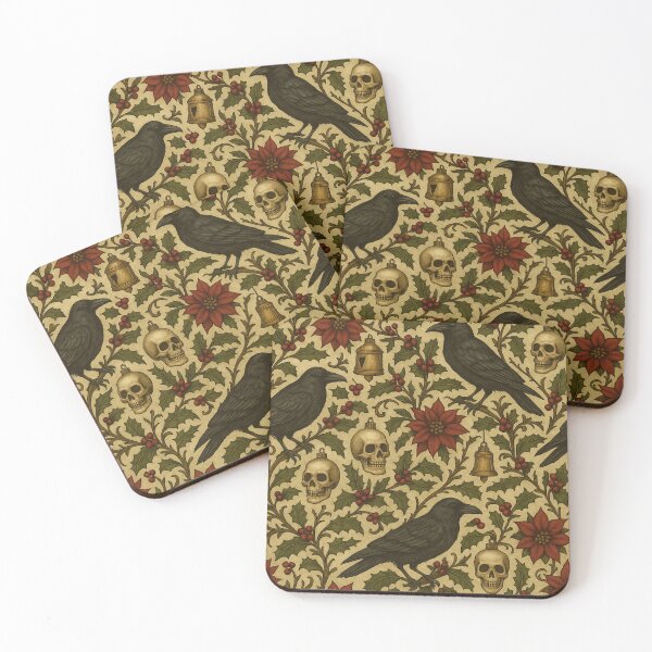 Item preview, Gothic Christmas Pattern – Ravens, Skulls & Holly (Seamless) designed and sold by cabuks.