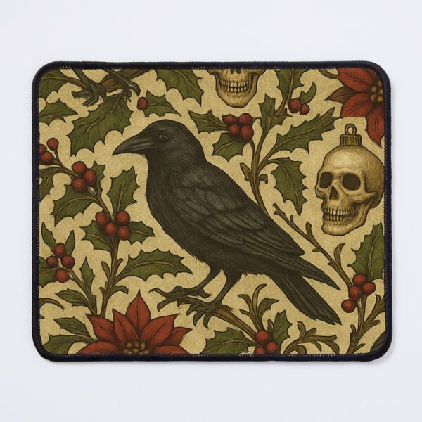 Item preview, Gothic Christmas Pattern – Ravens, Skulls & Holly (Seamless) designed and sold by cabuks.