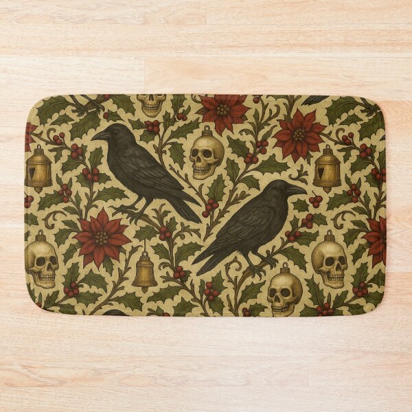 Item preview, Gothic Christmas Pattern – Ravens, Skulls & Holly (Seamless) designed and sold by cabuks.