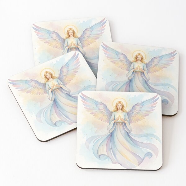 Item preview, Gentle Angel with Star in Soft Pastel Watercolor designed and sold by homydesign.
