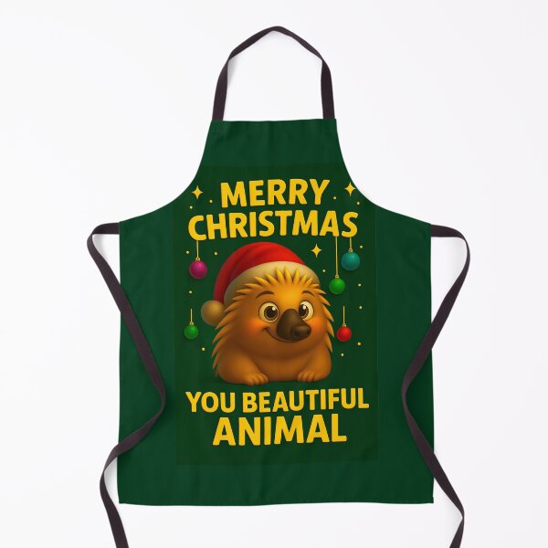 Item preview, Cute Christmas Echidna in Santa Hat - Festive Aussie Animal Holiday Art with Ornaments, Stars, Green Background & Bold Merry Christmas designed and sold by AnTartstudios.