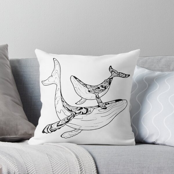 Aperçu de l'œuvre Famille de baleines, noir et blanc créée et vendue par FreakyLluly.