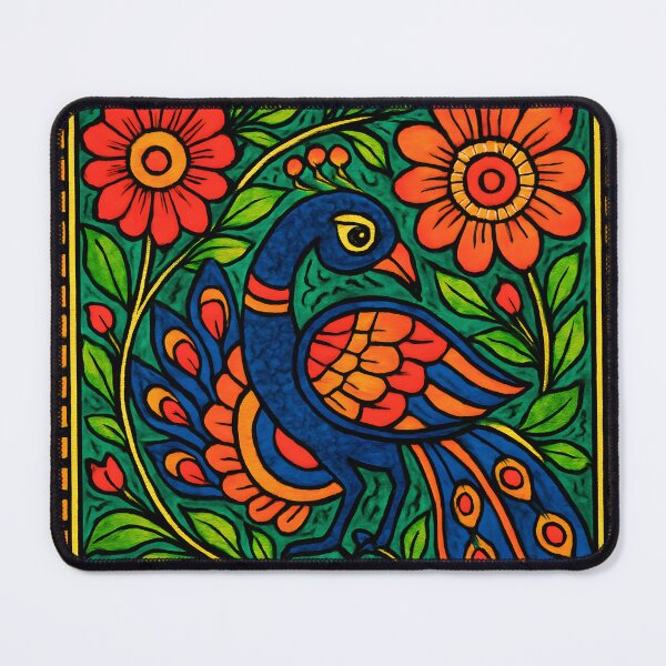 Item preview, Madhubani Peacock Tote Bag | Indian Folk Art, Colorful Floral designed and sold by AtotheTwoDesign.